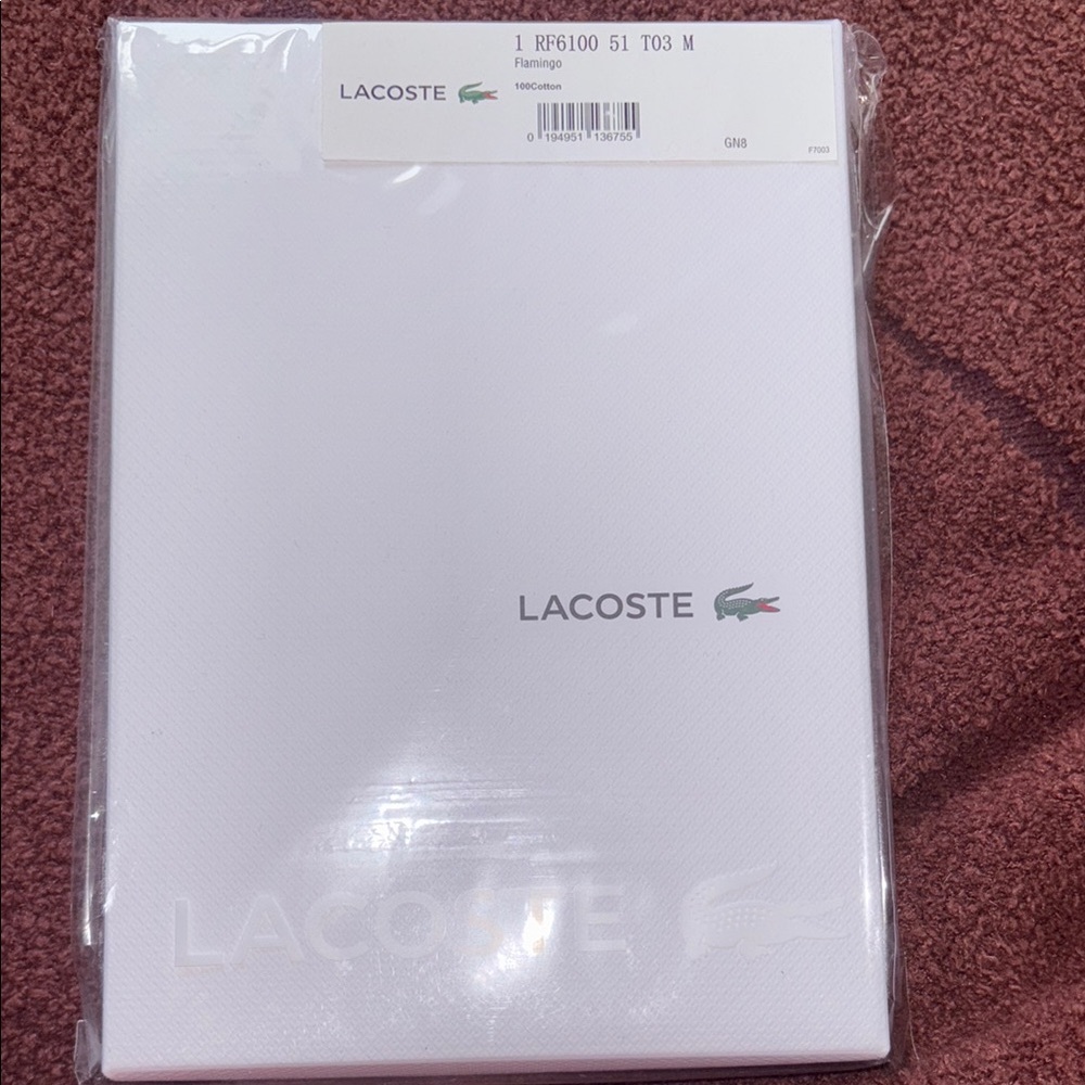 Lacoste pack of 3 pink face masks w/dust bag. 
100% cotton